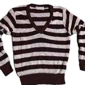 70s Strawberry Mansion brown and taan v-neck sweater